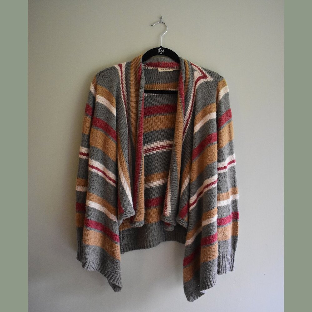 Blu Pepper Flowy Striped Woven Cardigan